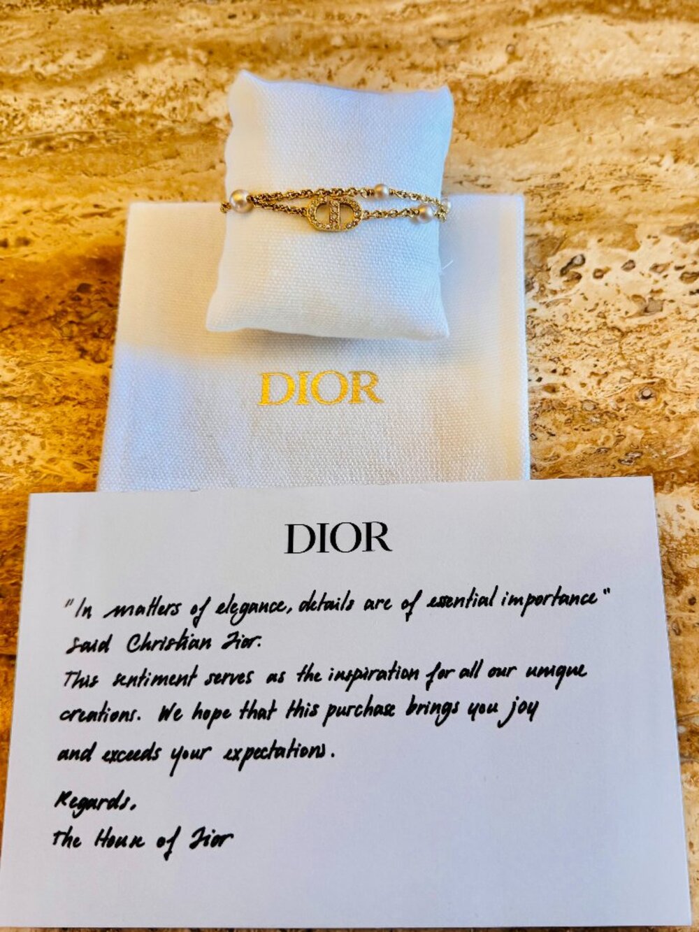 Authentic DIOR Petit CD Double Pearl Bracelet